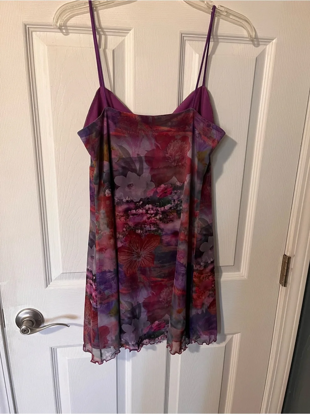 Run Floral Purple Slip Dress with Spaghetti Straps - Picture 4 of 4